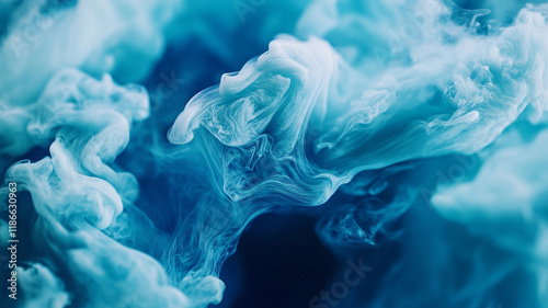 Abstract Blue Ink Swirls Liquid Art Fluid Dynamics Color Diffusion Swirling Paint Texture
