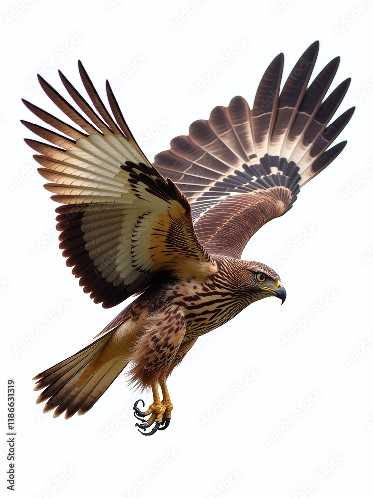 Obraz premium Hawk Wings Isolated Against A Clean White Background, With A Clipping Path Provided For Easy Editing And Use. 00001