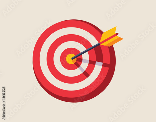 Target arrow icon flat vector illustration success and achievement design for goals, strategy