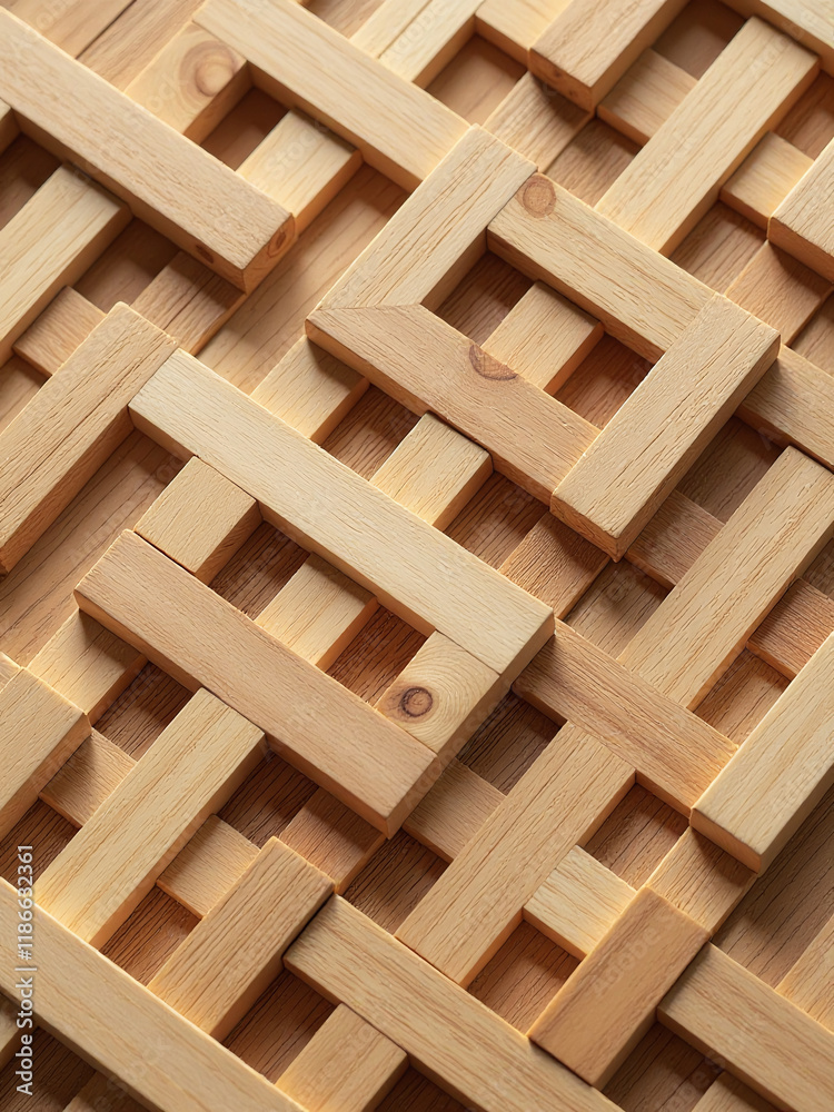 Handcrafted Wooden Pieces Fit Together Perfectly, Creating An Endless, Seamless Pattern That Can Be Repeated Without Interruption. 00002 Handcrafted Wooden Pieces Fit Together Perfectly, Creating An Endless, Seamless Pattern That Can Be Repeated Without Interruption. 00002