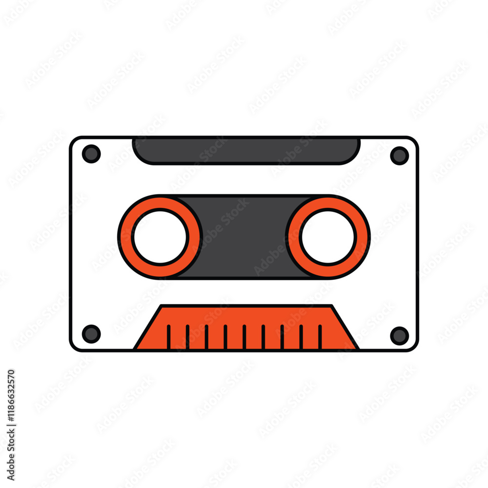 Cassette Tape color line icon with white background vector stock illustration Cassette Tape color line icon with white background vector stock illustration