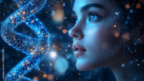 Genetic Enigma: A Woman's Gaze into the Depths of DNA