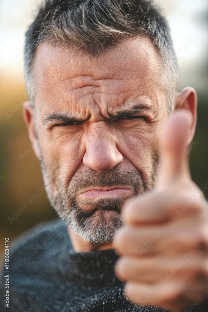 Obraz premium A close-up shot of a person extending their thumb in a positive gesture