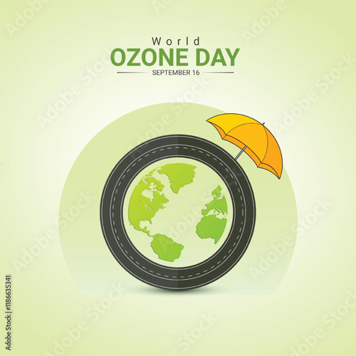 World Ozone Day creative ads design. protection and map vector isolated on Template for background.