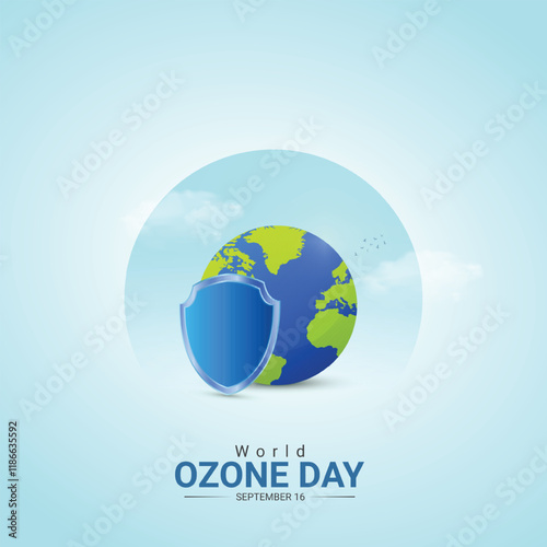 World Ozone Day creative ads design. protection and map vector isolated on Template for background.