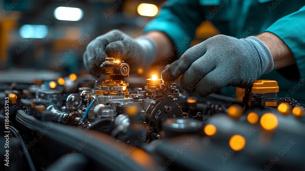 Mechanic Repairing Car Engine Close-up Mechanic Repairing Car Engine Close-up
