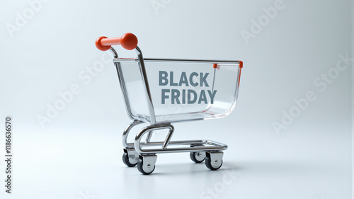 A shopping cart showcasing Black Friday sales, perfect for holiday deals and savings. photo