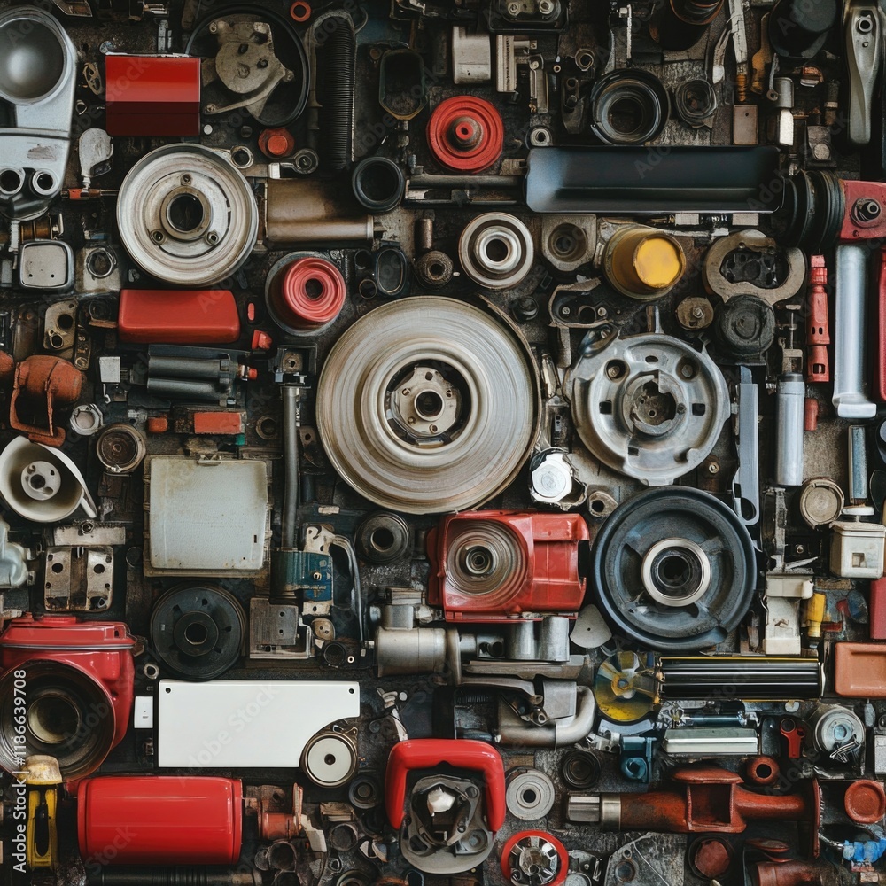 A pile of various metal components A pile of various metal components