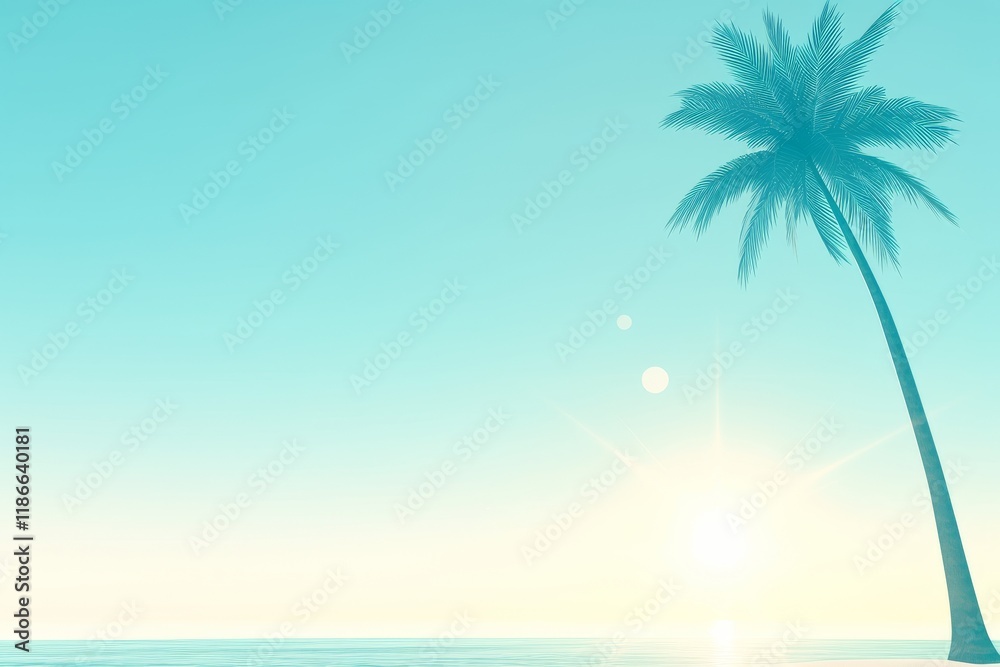 Fototapeta premium Copy space of a tropical palm tree with sunlight against a sky background