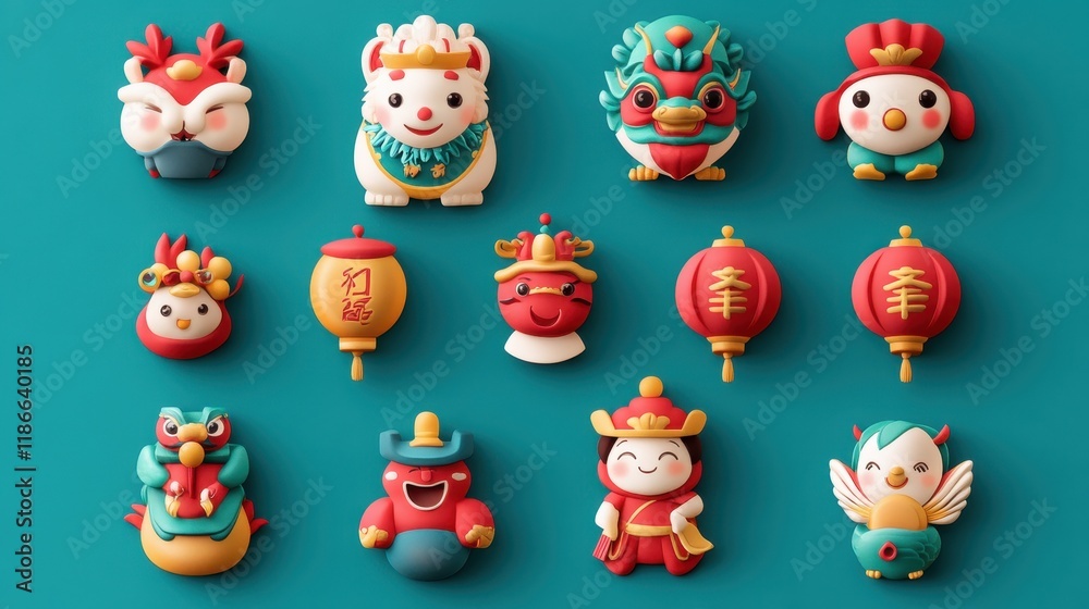 Adorable Chinese New Year Figurines Festive Decor Adorable Chinese New Year Figurines Festive Decor