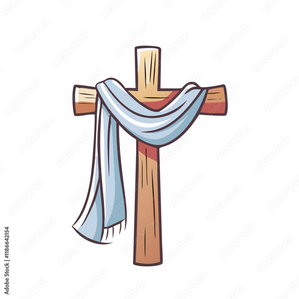 cross draped in cloth vector icon, easter vector illustration - simple illustration of cross draped in cloth perfect for logos, and easter-themed designs.