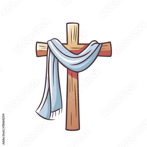 cross draped in cloth vector icon, easter vector illustration - simple illustration of cross draped in cloth perfect for logos, and easter-themed designs.