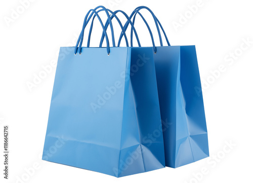Blue shopping bags on a transparent background, PNG file