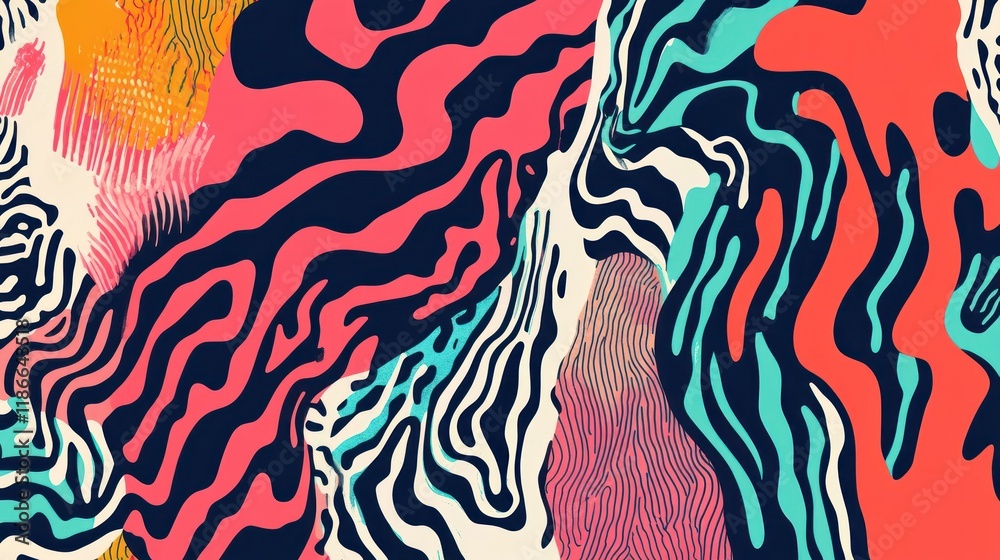 Obraz premium Abstract colorful swirling pattern with fluid shapes and lines.