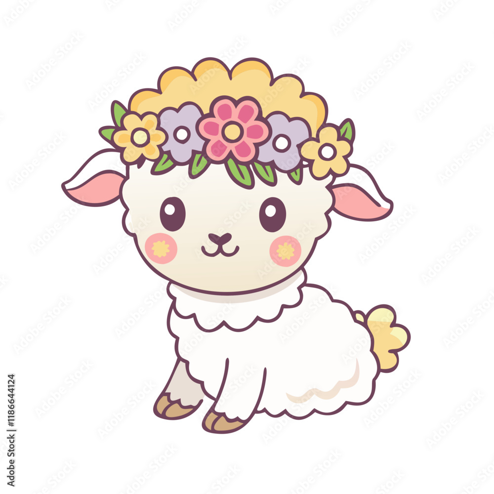 lamb with flower crown vector icon, easter vector illustration - simple illustration of lamb with flower crown perfect for logos, and easter-themed designs. lamb with flower crown vector icon, easter vector illustration - simple illustration of lamb with flower crown perfect for logos, and easter-themed designs.
