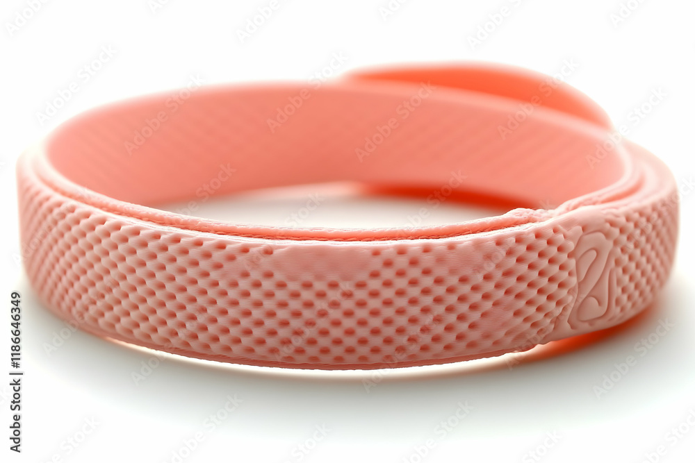 Close-up of a Pink Insect Repellent Wristband, Comfortable and Stylish Summer Protection Close-up of a Pink Insect Repellent Wristband, Comfortable and Stylish Summer Protection