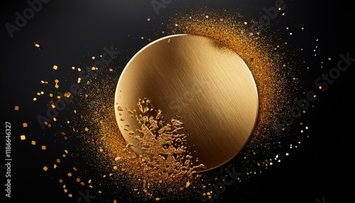 round abstract gold splatter background