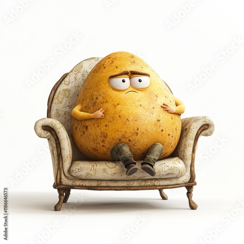 Obraz na płótnie A lazy character on a couch looking like a potato , illustration for kids , white background w salonie