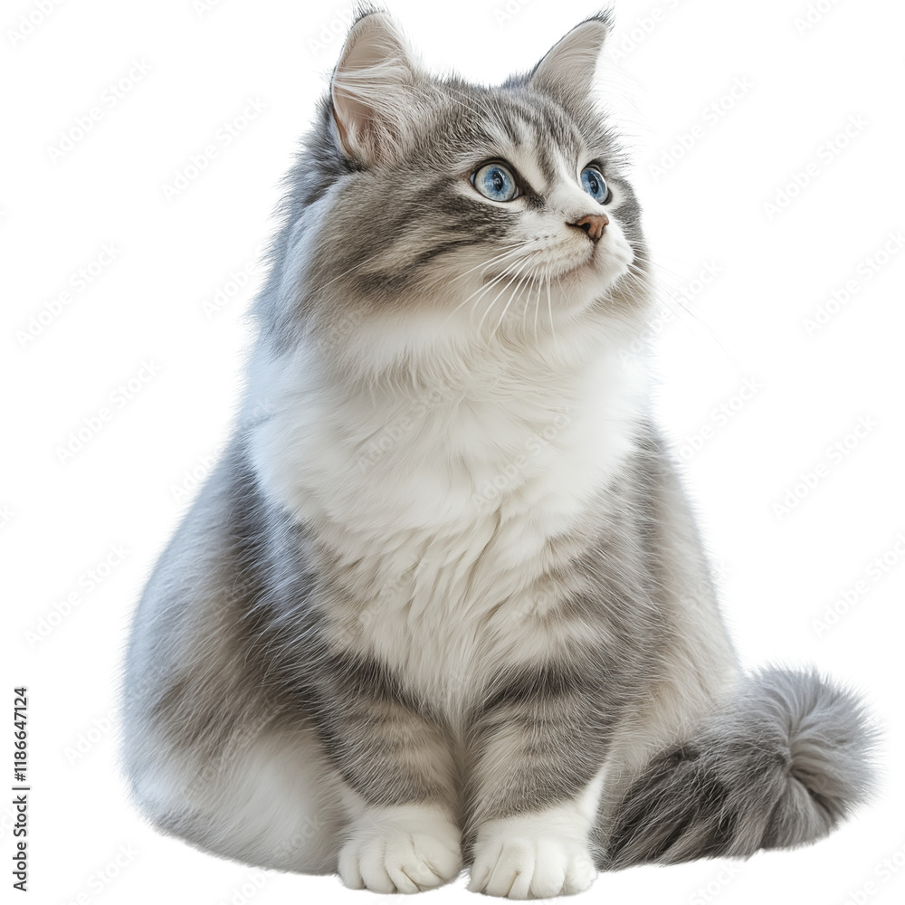 Fototapeta premium Untitled design - A cute cat sitting down, on a white background, in a PNG format with transparent edges png