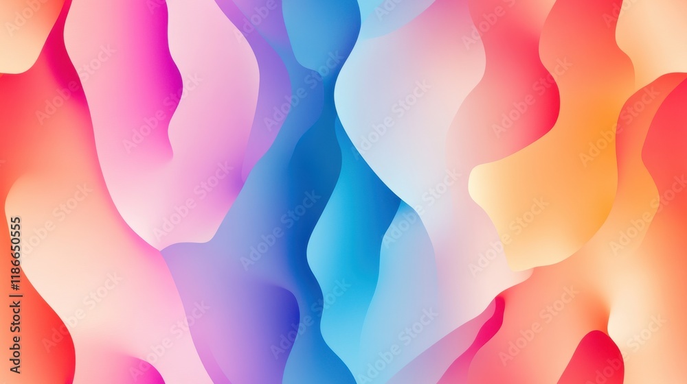 Colorful abstract background featuring fluid shapes and gradients in vibrant hues of pink, blue, and orange, suitable for creative projects and digital design