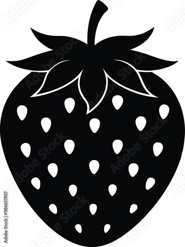 

Strawberry fruit silhouette vector, Strawberry icon, Strawberry vector
 