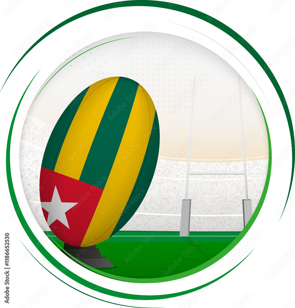Fototapeta premium Rugby icon with flag of Togo.