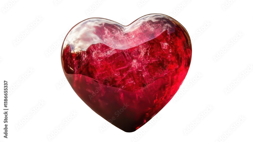 Precious heart shape red ruby stone isolated on transparent background Precious heart shape red ruby stone isolated on transparent background