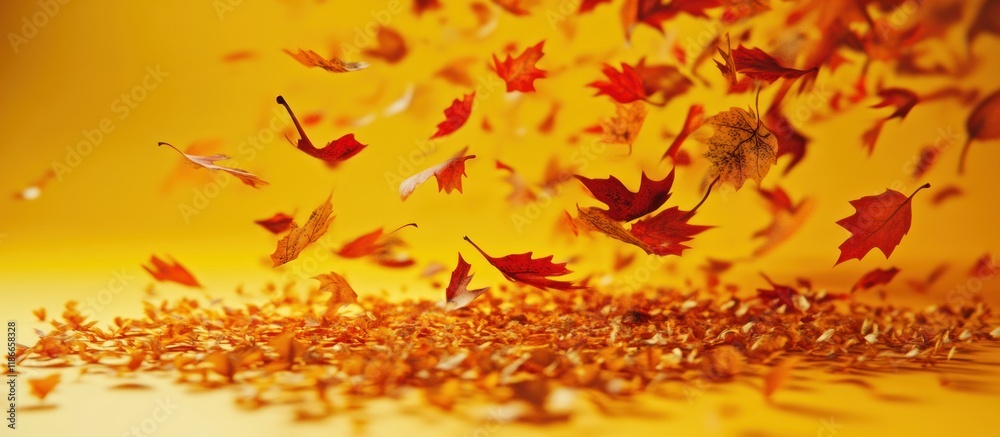Falling autumn leaves on yellow background. (1) Falling autumn leaves on yellow background. (1)