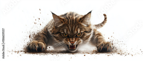 Angry Cat Emerging from Dirt 