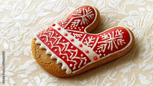 Decorated Gingerbread Cookie Shaped Like A Sweater photo