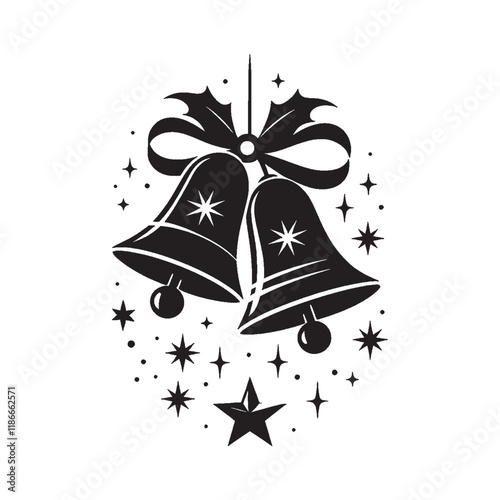 Christmas bells with  ribbon vector with white background