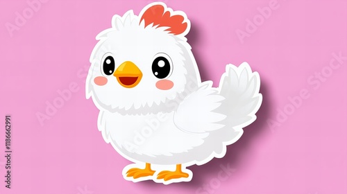 Adorable cartoon chick on pink background.  Perfect for children's books or cards!