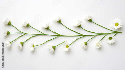 Elegant White Daisies Arranged on White Background Floral Design Nature Photography