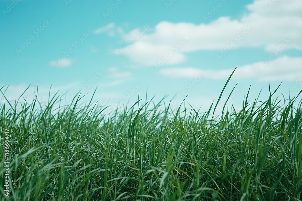 Lush Green Grass Field Under a Vibrant Sky Lush Green Grass Field Under a Vibrant Sky