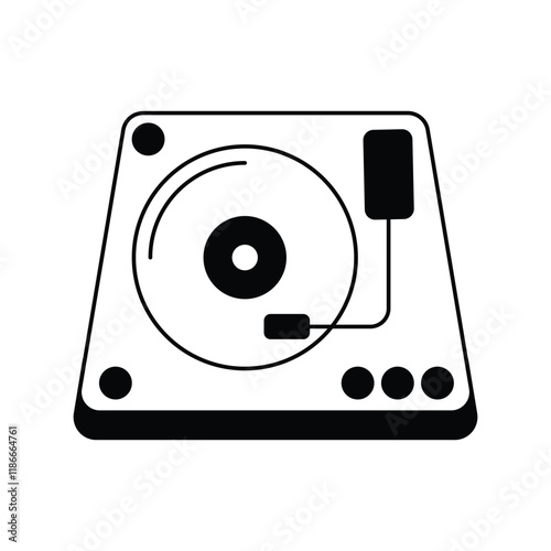 Turntable glyph icon with white background vector stock illustration