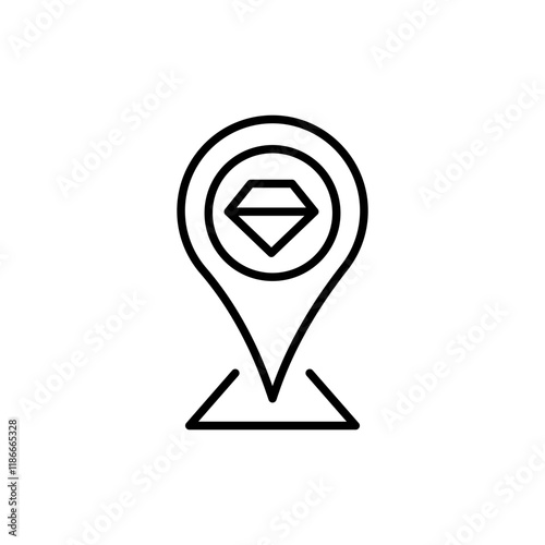 Jewel location outline icons, minimalist vector illustration ,simple transparent graphic element .Isolated on white background