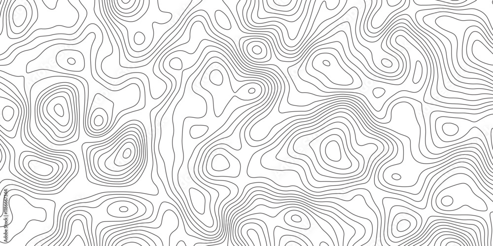 Fototapeta premium Abstract topographic contours map background. Topographic map and landscape terrain texture grid. Modern design with White background with topographic wavy pattern design. Black-white background. 