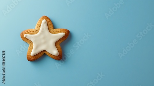 Star Shaped Gingerbread Cookie With Icing photo