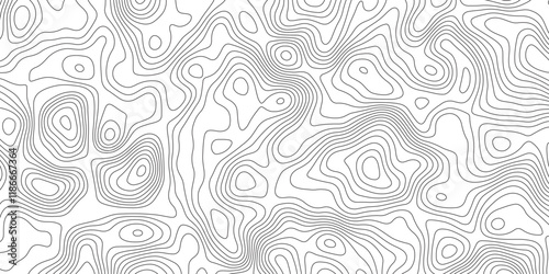 Abstract topographic contours map background. Topographic map and landscape terrain texture grid. Modern design with White background with topographic wavy pattern design. Black-white background. 