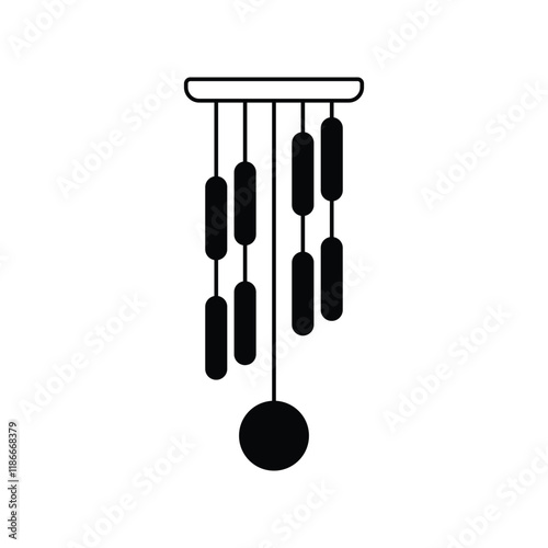 Wind Chime glyph icon with white background vector stock illustration