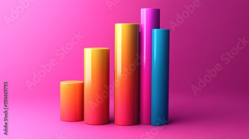 Free Download Colorful 3D bar graph ascending on pink background. - GFXLoad