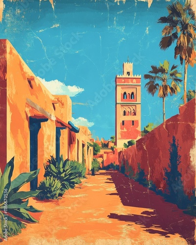 Obraz na płótnie vintage travel poster of Marrakesh Morocco w salonie