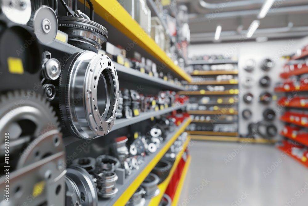 Fototapeta premium Warehouse filled with various machines and equipment
