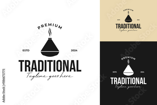 Traditional food tajine logo design vector template illustration