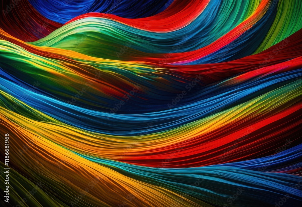 Naklejka premium captivating display vibrant flowing patterns captured through lens abstract, fluid, motion, color, design, texture, light, wave, visual, symmetry, hue