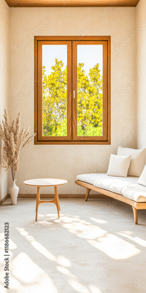 Fototapeta premium Bright and airy living space with natural light and elegant decor