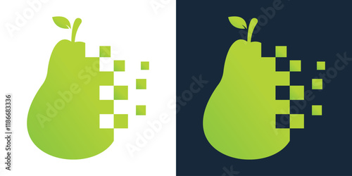 pear fruit technology data technology logo vector abstract
