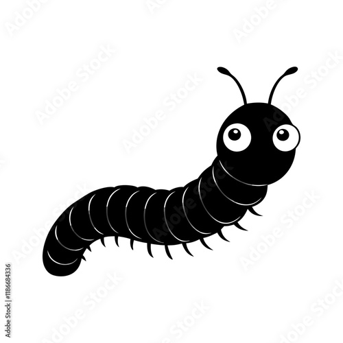 Millipede cartoon vector silhouette