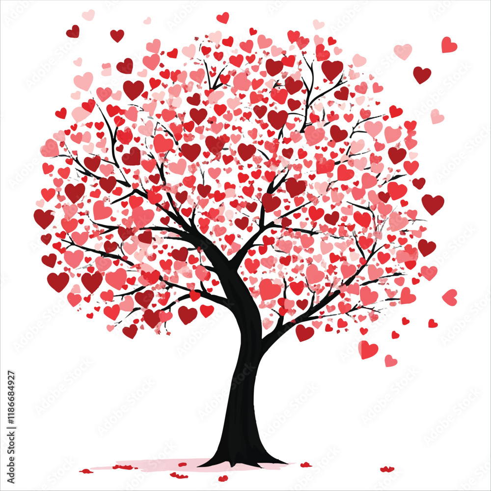 Valentine Day Vector tree with hearts Valentine Day Vector tree with hearts