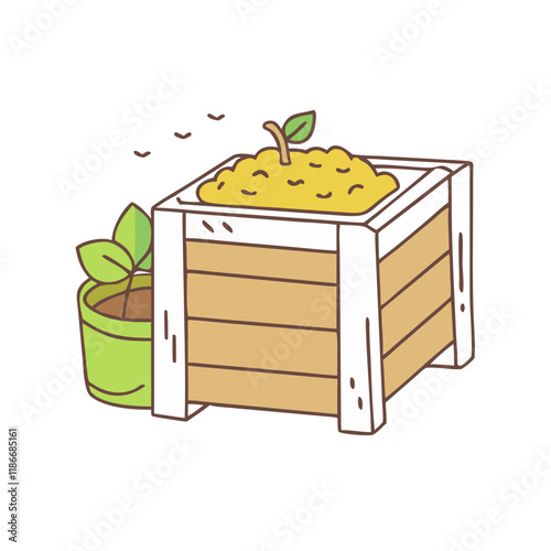 compost bin vector icon, earth day vector illustration - simple illustration of compost bin perfect for logos, and earth day-themed designs.